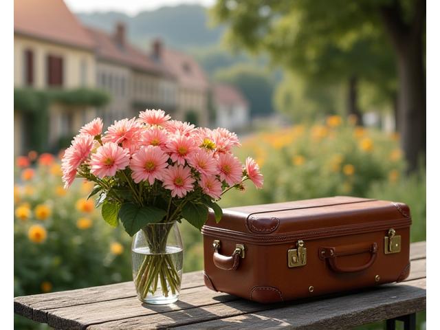Bilde av en vakker reisedestinasjon med blomsterutsmykning, som representerer kurerte reiser.